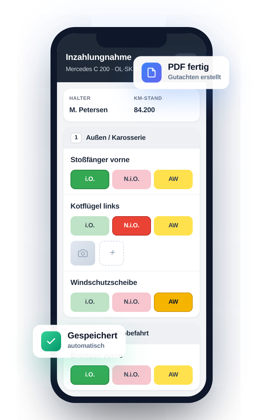 Inzahlungnahme-Checkliste auf dem Smartphone